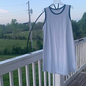 Blue and white striped dress